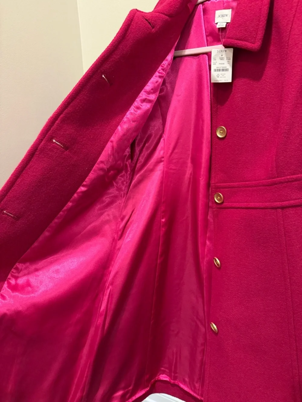 J. Crew pink Wool Pea Coat with Gold Buttons 6 petite - Picture 6 of 9